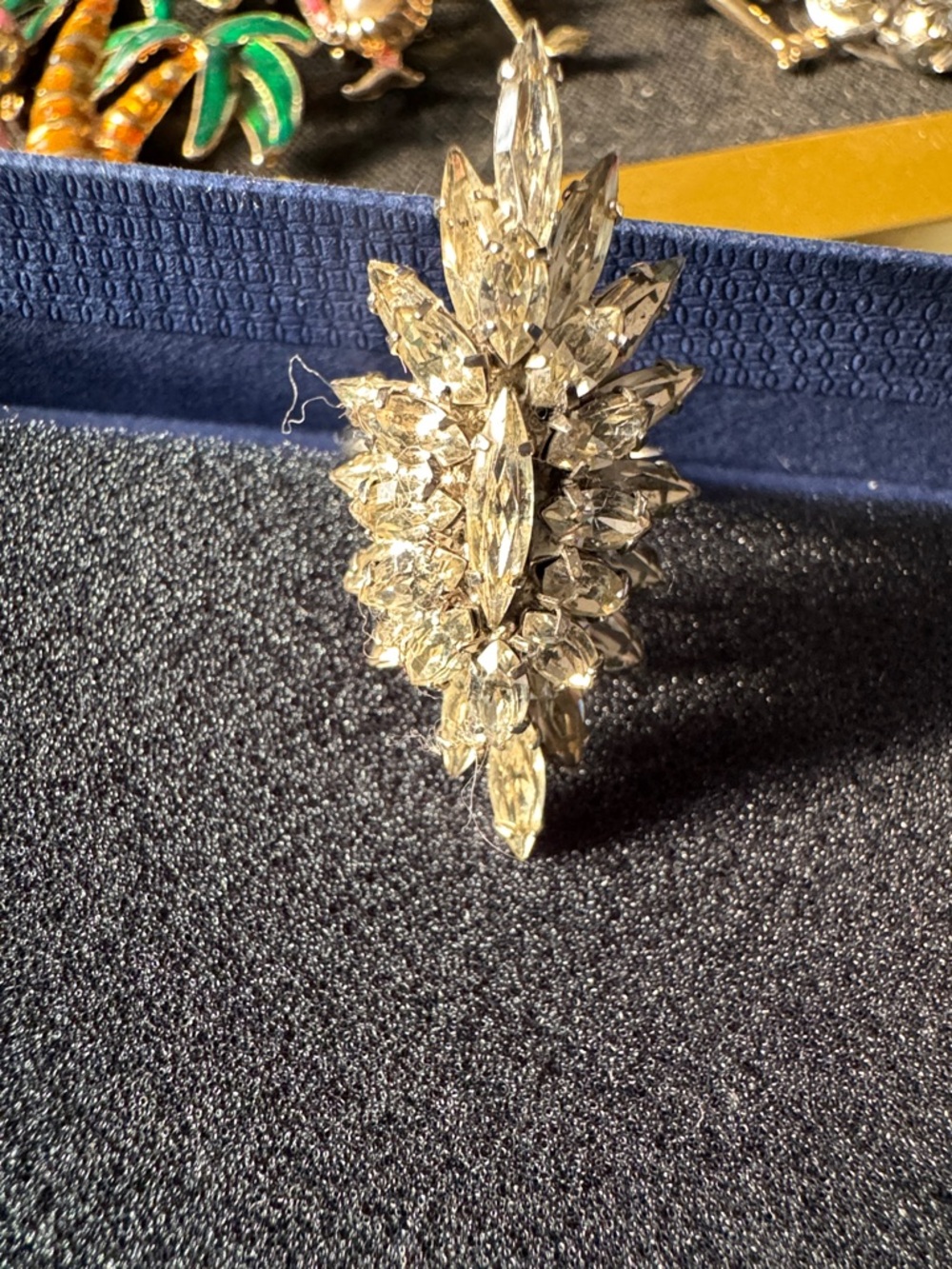 Crystal Marquise Cluster Statement Ring - Silver Tone